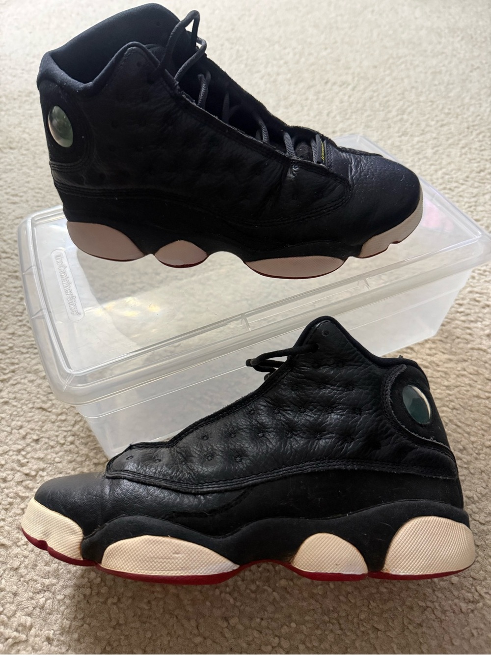 Air Jordan Retro 13 Kids Black Basketball Sneakers with White Midsole
